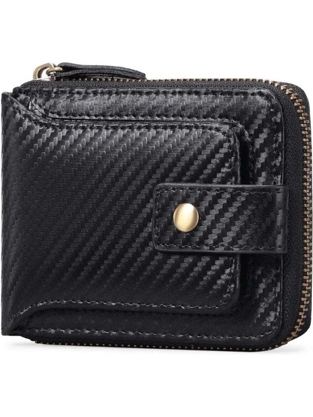 🆕Men's Black Leather Wallet RFID Blocking Zipper Coin Pocket ID Window Genuine